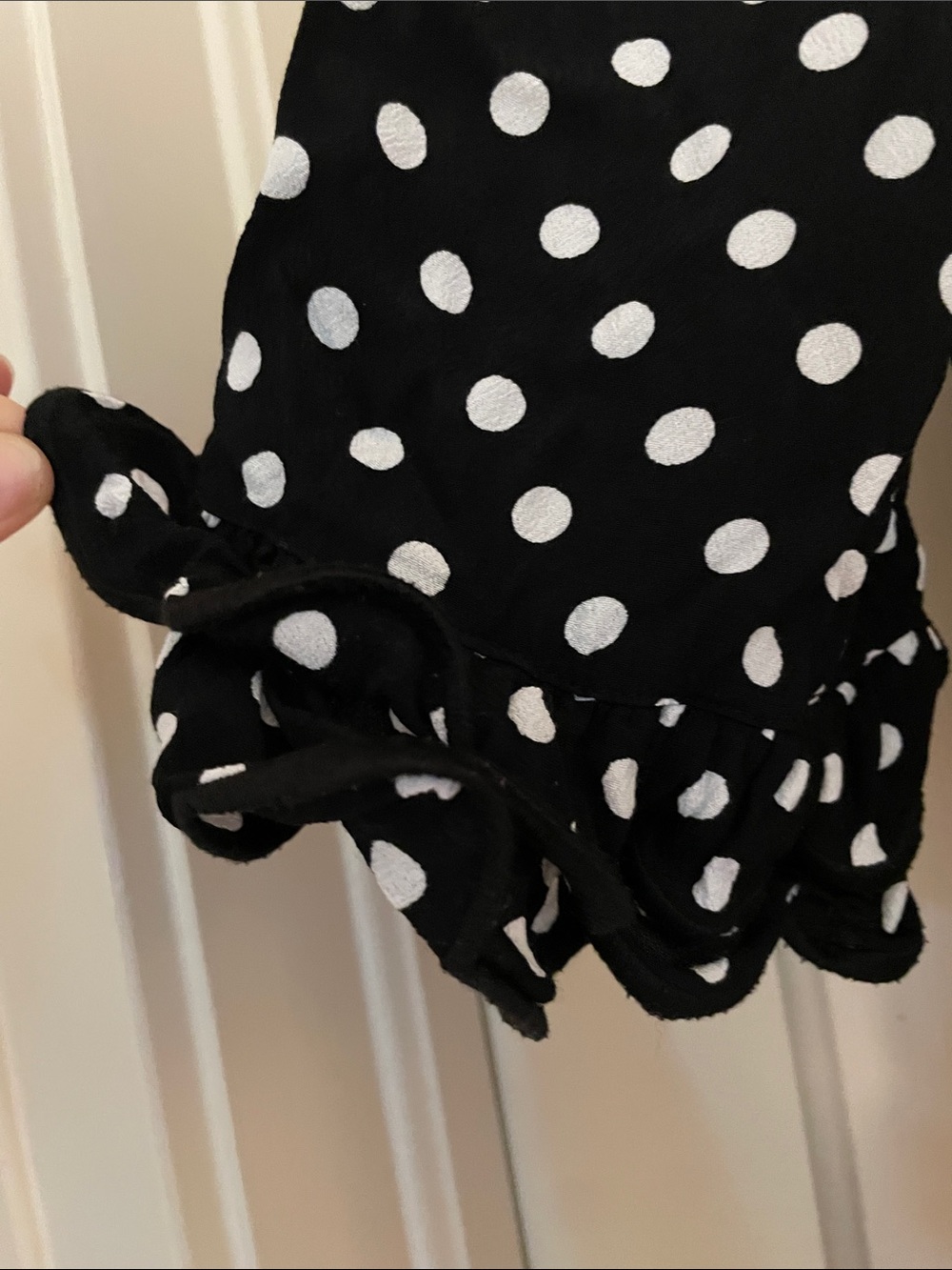 kate spade Black & White Polka Dot Peplum-Sleeve Blouse - Picture 3 of 5